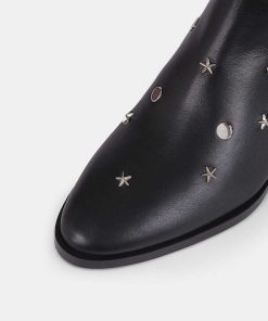 Calzadocalzado MICUIR Botines De Tacon | Matilda Stars Boots Negras Tachas Plata 6Cm