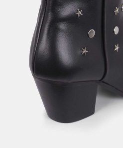 Calzadocalzado MICUIR Botines De Tacon | Matilda Stars Boots Negras Tachas Plata 6Cm