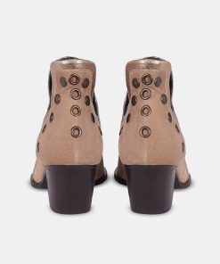 Calzadocalzado MICUIR Limited Edition | Punky Boots Special Edition Ante Taupe Tachas Oro Viejo 6Cm