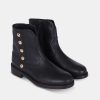 Calzadocalzado MICUIR Botines Planos | Navigli Negro Tachas Oro 3Cm