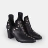 Calzadocalzado MICUIR Botines De Tacon | Punky Boots Negras Con Tacon Tachas Doradas 7Cm