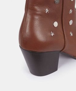 Calzadocalzado MICUIR Botines De Tacon | Matilda Stars Boots Cuero Tachas Plata 6Cm