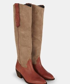 Calzadocalzado MICUIR Botas De Cana Alta | Rodeo Boots Bicolor Terracota 5Cm