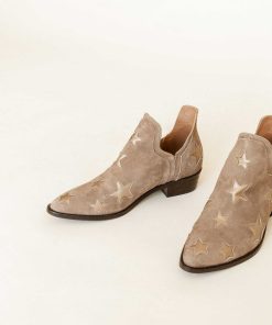 Calzadocalzado MICUIR Botines Planos | Star Boots Beige Y Oro Platino 4Cm