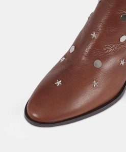 Calzadocalzado MICUIR Botines De Tacon | Matilda Stars Boots Cuero Tachas Plata 6Cm