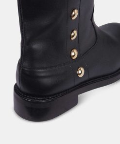 Calzadocalzado MICUIR Botines Planos | Navigli Negro Tachas Oro 3Cm