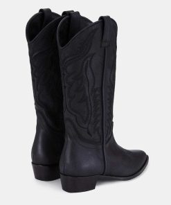 Calzadocalzado MICUIR Botas De Cana Alta | Mestizo Boots Negras Hilo Negro 3,5Cm