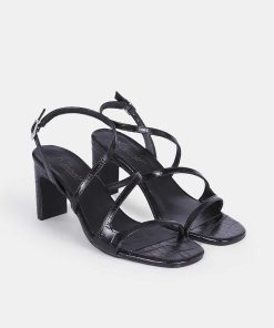 Calzadocalzado MICUIR Sandalias De Tacon | Genara Coco Negro 7Cm